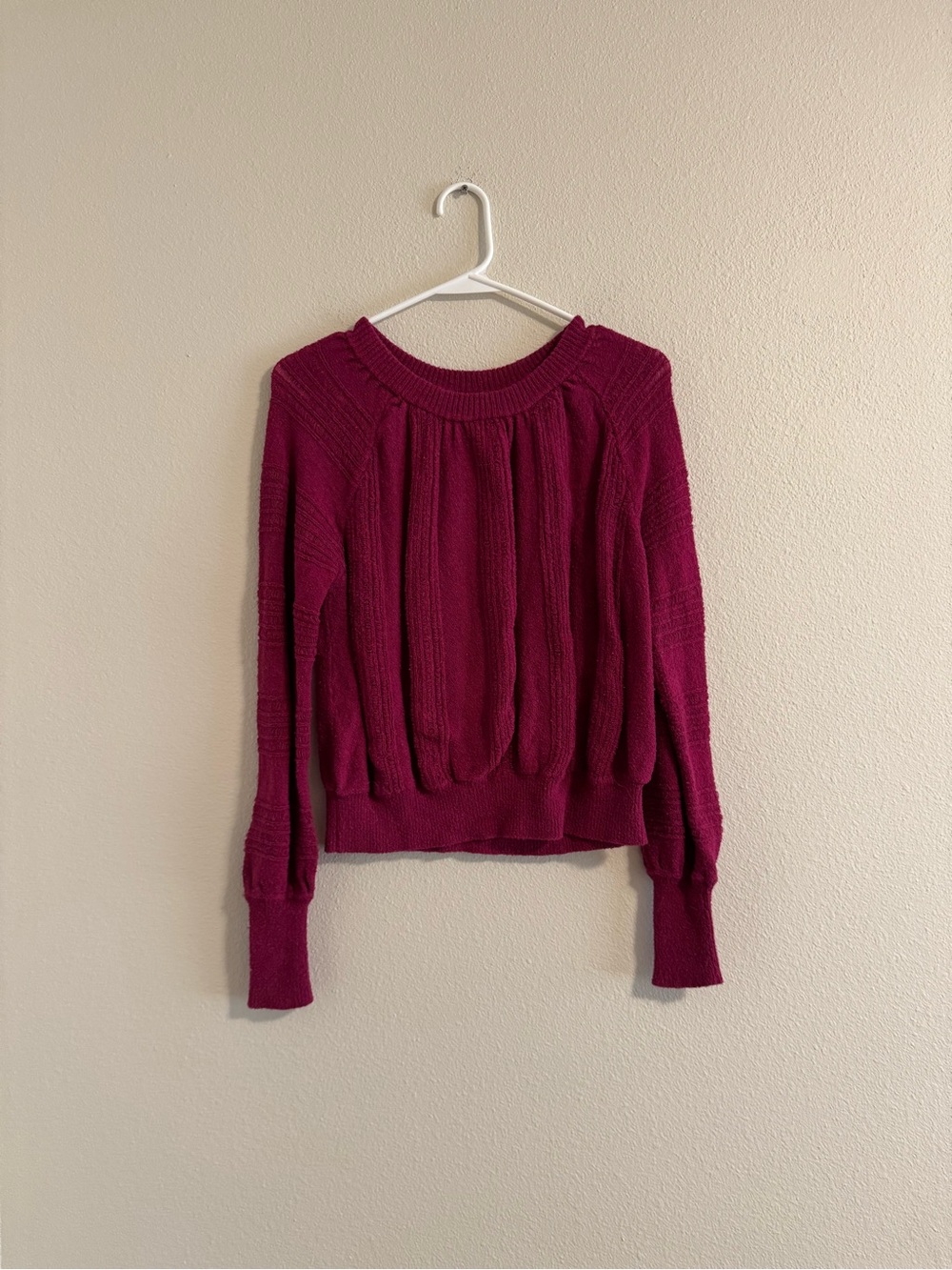 Anthropologie Raspberry Crewneck Knit Sweater